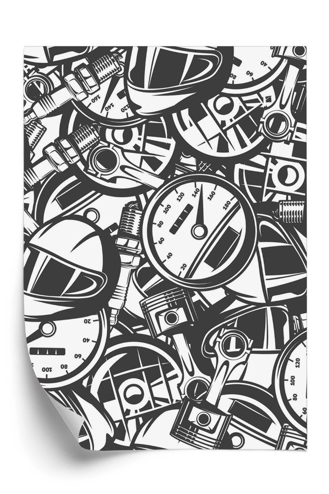 Tapet decorativ Model fără sudură cu piese auto