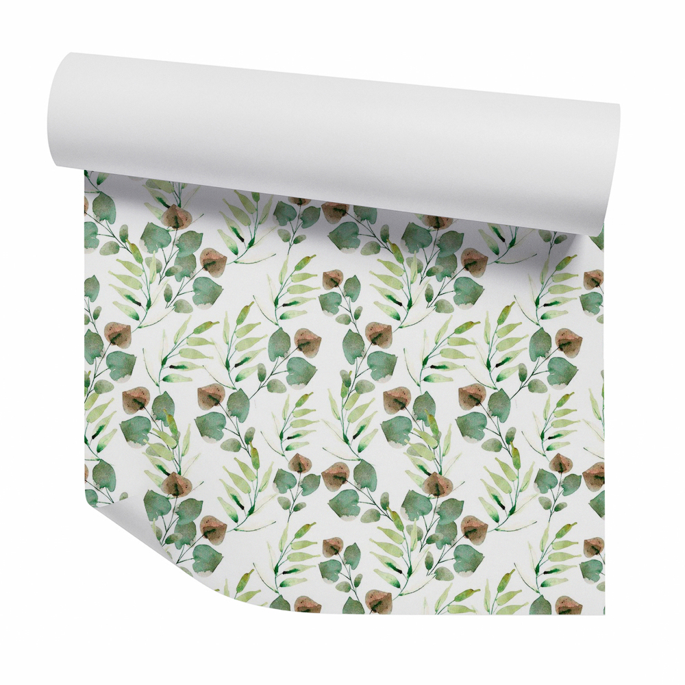 Tapet decorativ Frunze de acuarelă maro-verde