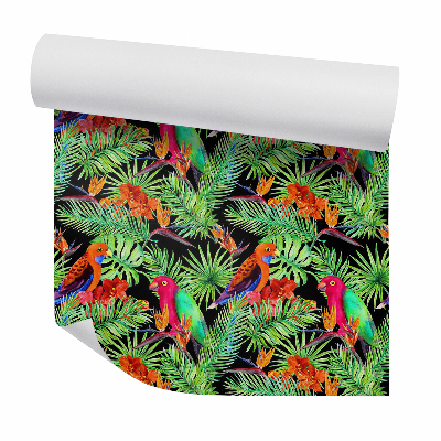 Tapet de perete Natura exotică papagali și flori