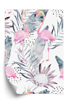 Tapet perete Flamingo și plante