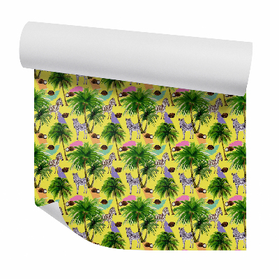 Tapet Zebre sub palmieri de cocos