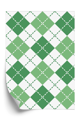 Tapet de perete Model în carouri verde și alb