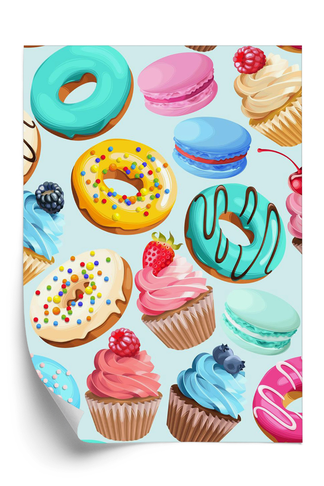 Tapet decorativ Gogoși brioșe dulciuri