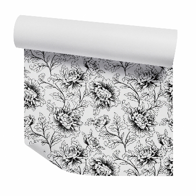 Tapet de perete Mijloace de flori alb-negru