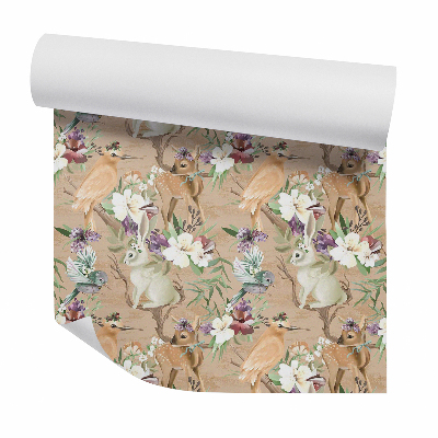 Tapet decorativ Animale de pădure printre flori