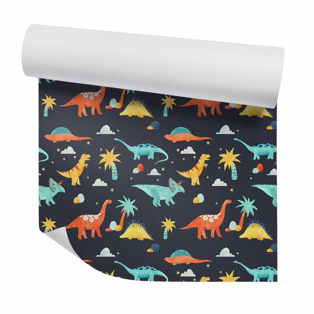 Tapet decorativ Dinozauri amuzanți colorați