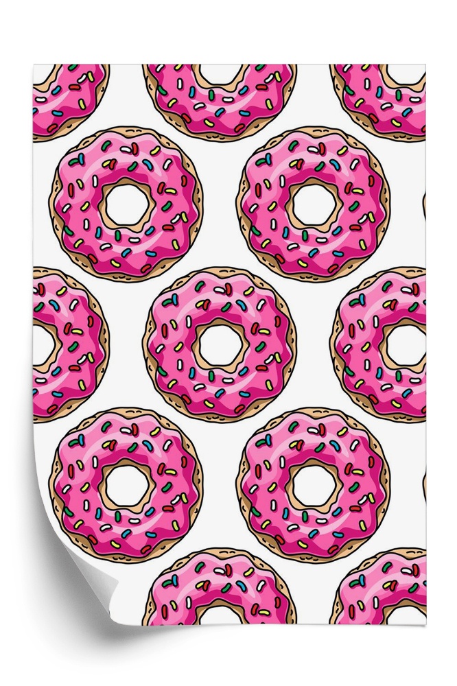 Tapet decorativ Gogoși cu glazură pe fond alb