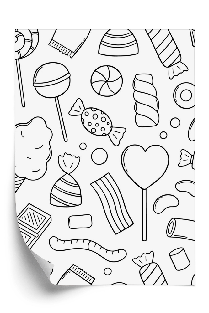 Tapet de perete Dulciuri alb-negru