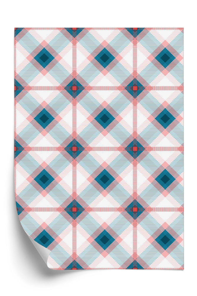 Tapet decorativ Model în carouri albastre