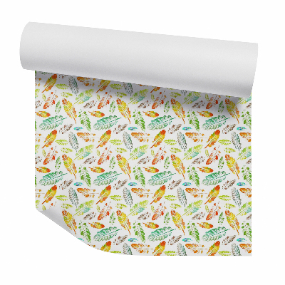 Tapet decorativ Pene de acuarelă portocaliu și verde