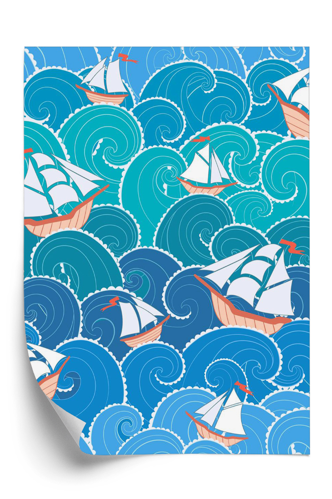 Tapet perete Nave și valuri