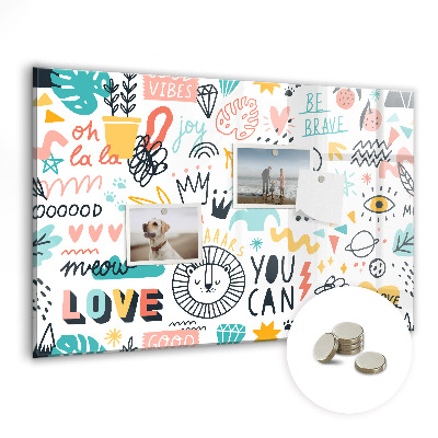 Tablă magnetică sticla Inscripții colorate