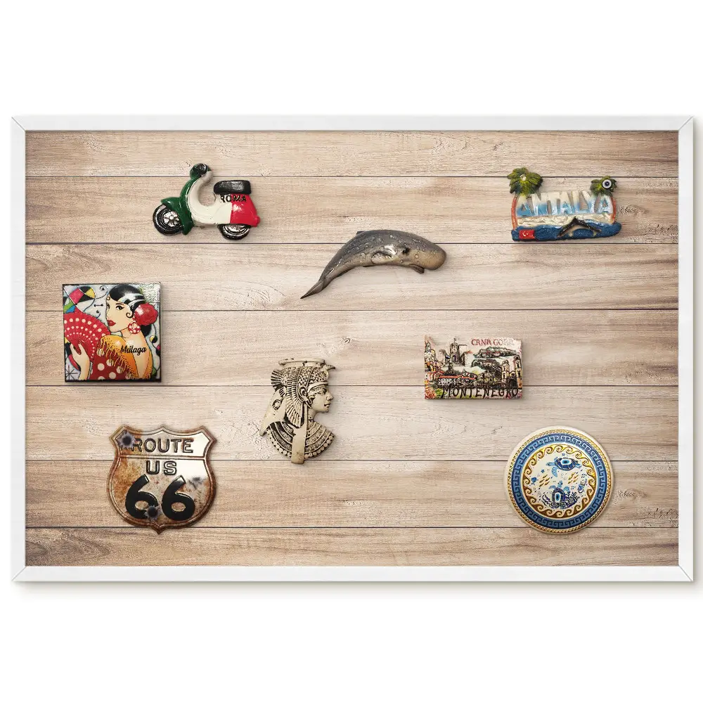 Panou magnetic înrămat cu model natural din lemn pentru magneți