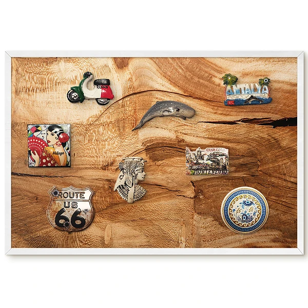 Tablă magnetică de perete cu model decorativ din lemn