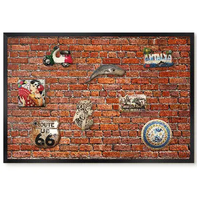 Panou magnetic înrămat cu design de zid de cărămidă în stil industrial