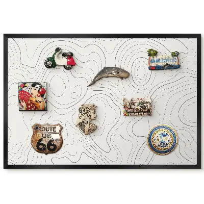 Panou magnetic înrămat cu design abstract Linii delicate