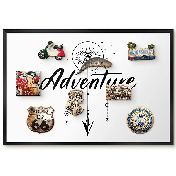 Panou magnetic înrămat cu design minimalist de aventură