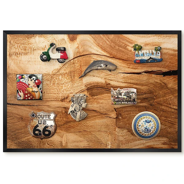 Panou magnetic înrămat cu design din lemn