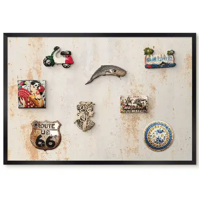 Panou magnetic înrămat stil industrial cu aspect de rugină