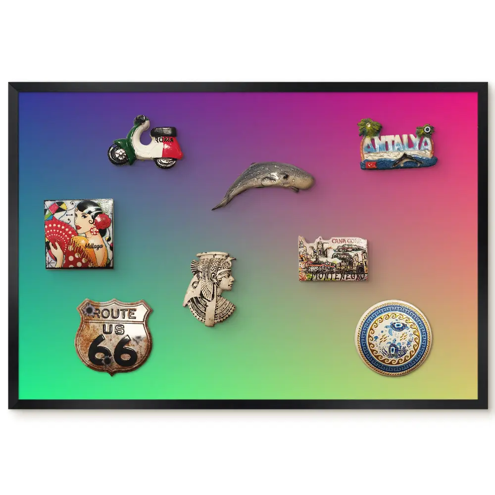 Panou magnetic înrămat cu design multicolor tip curcubeu