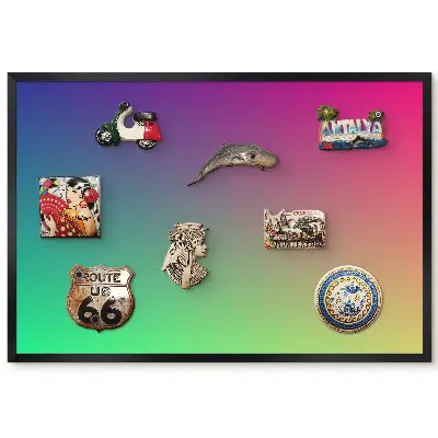 Panou magnetic înrămat cu design multicolor tip curcubeu