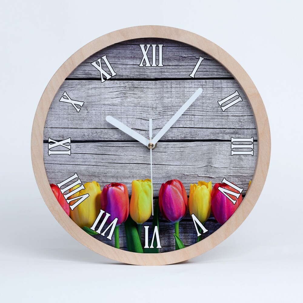 Ceas din lemn Lalele Pe Lemn