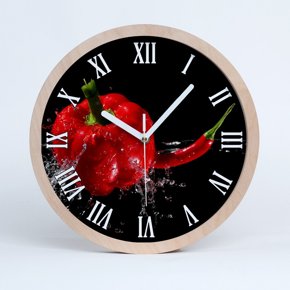 Ceas perete lemn Ardei Roșii