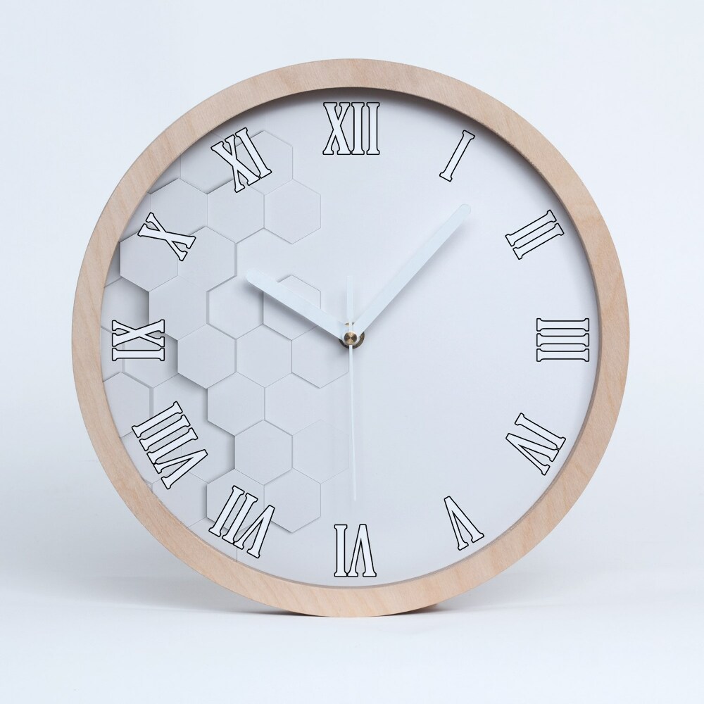 Ceas de perete lemn Fundal Hexagonal
