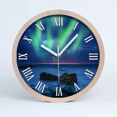 Ceas de perete din lemn Auroră Boreală