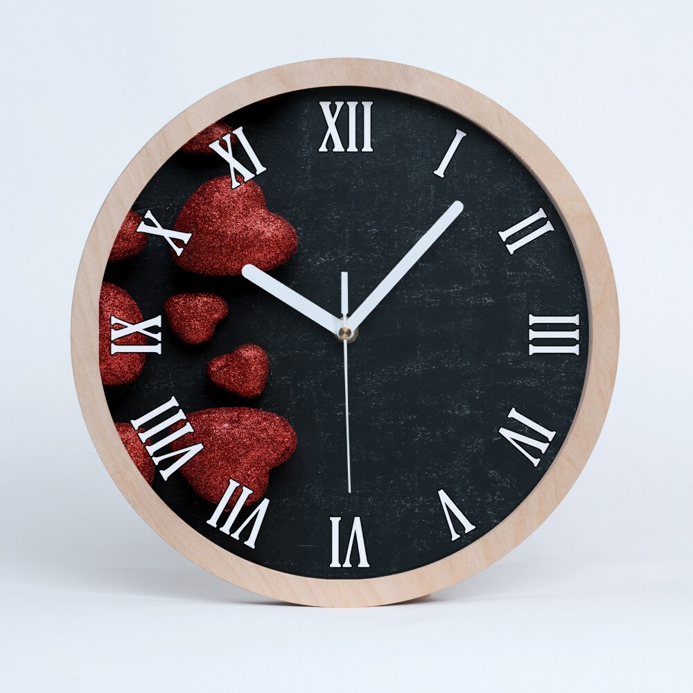 Ceas perete din lemn Inimi Pe Tablă