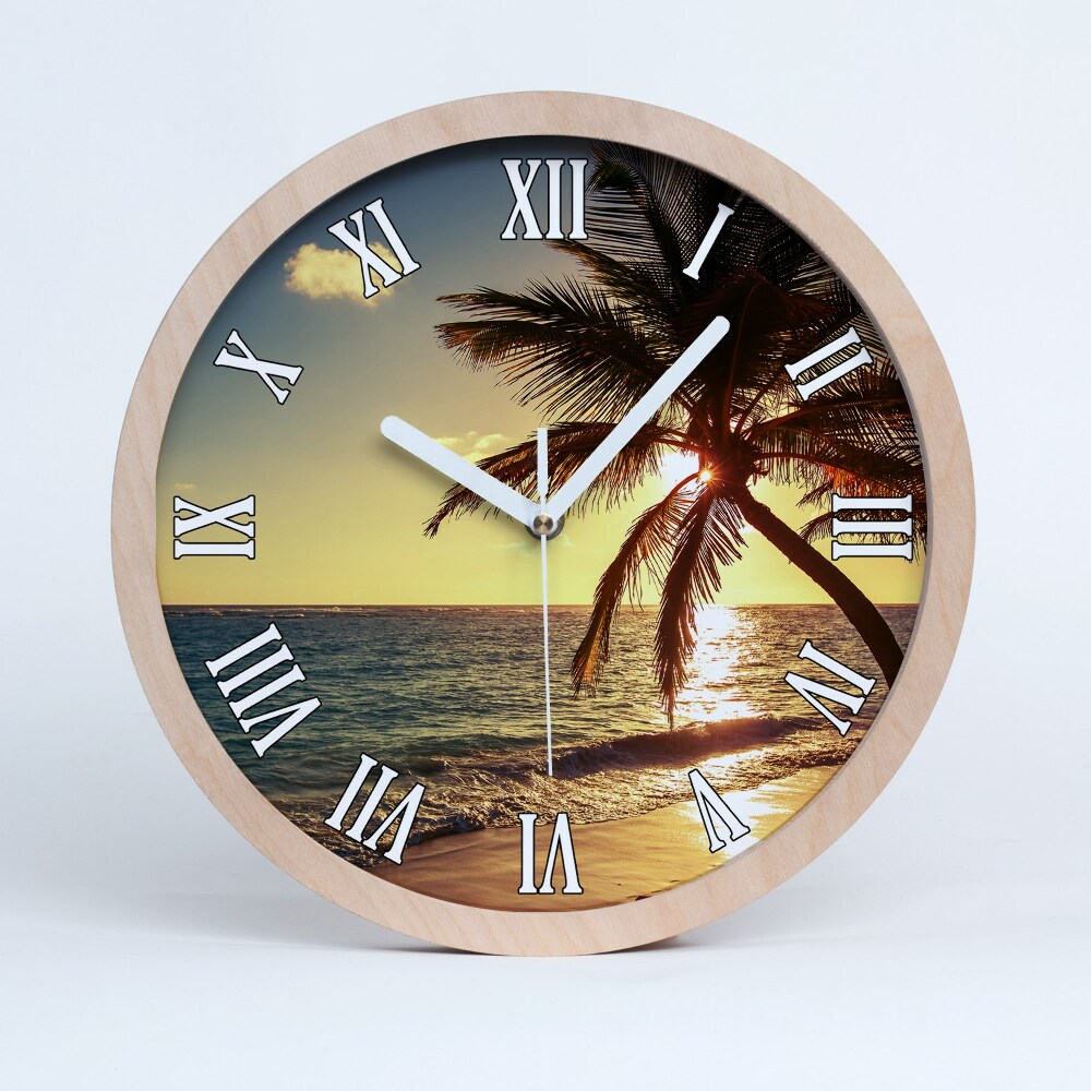 Ceas perete din lemn Plaja Tropicala