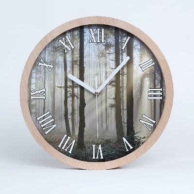 Ceas de perete din lemn Ceață În Pădure