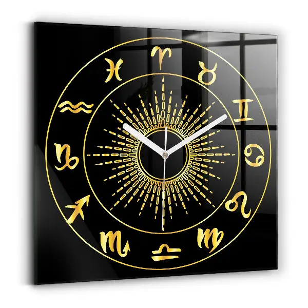 Ceas de sticlă pe perete pătrat Semnele zodiacale