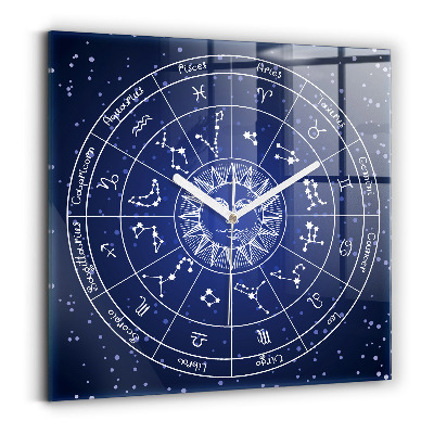 Ceas de sticlă pe perete pătrat Constelațiile zodiacale