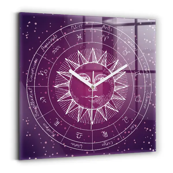 Ceas din sticlă pătrat Constelațiile zodiacale