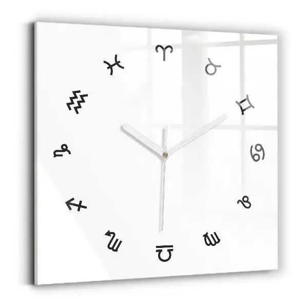 Ceas de sticlă pe perete pătrat Zodiac minimalist