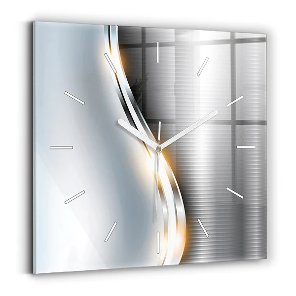 Ceas de sticlă pe perete pătrat Abstracția metalului