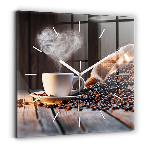 Ceas perete din sticlă pătrat ceașcă de cafea