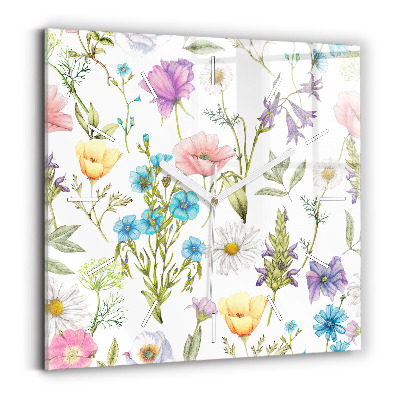 Ceas din sticlă pătrat Aranjament floral