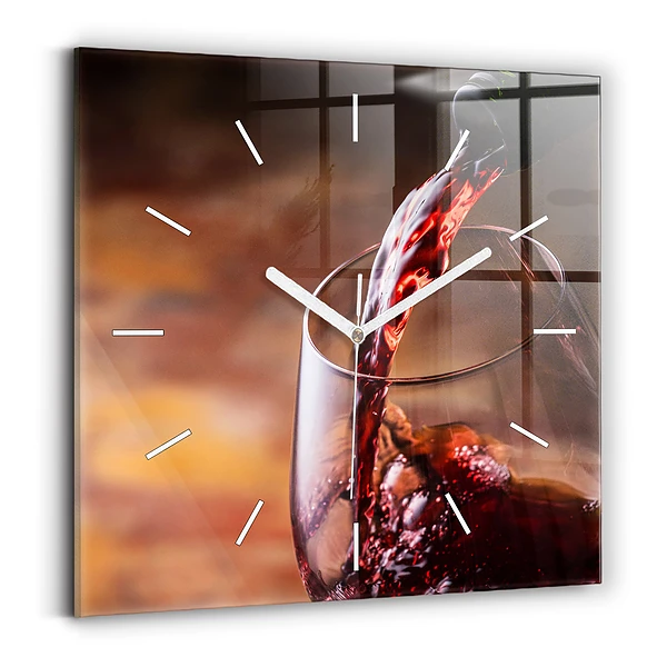 Ceas din sticlă pătrat Un pahar de vin roșu