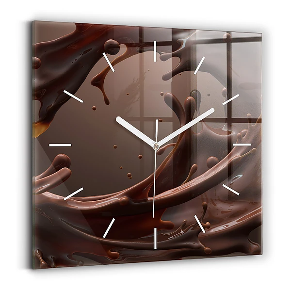 Ceas de sticlă pe perete pătrat Valuri de cacao