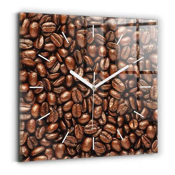 Ceas din sticlă pătrat Boabe de cafea