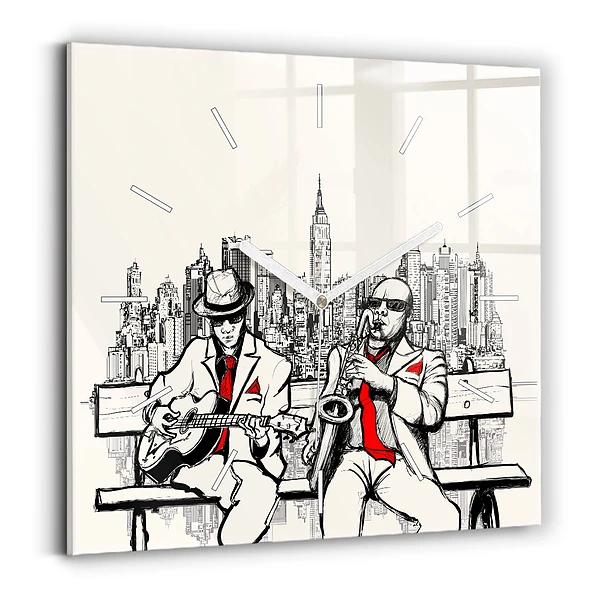 Ceas de sticlă pe perete pătrat Jazz la New York