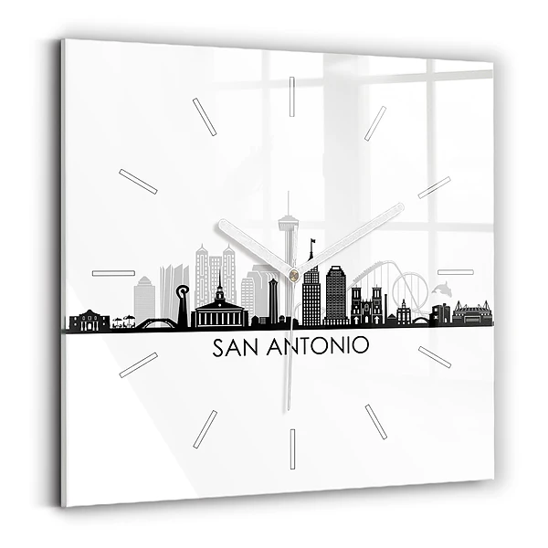 Ceas perete din sticlă pătrat Orașul San Antonio Texas