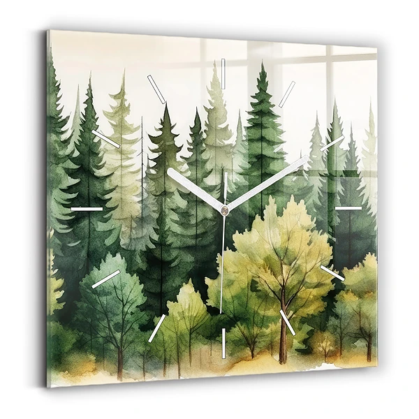 Ceas din sticlă pătrat Peisaj forestier