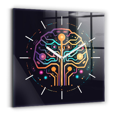 Ceas perete din sticlă pătrat Abstracție colorată