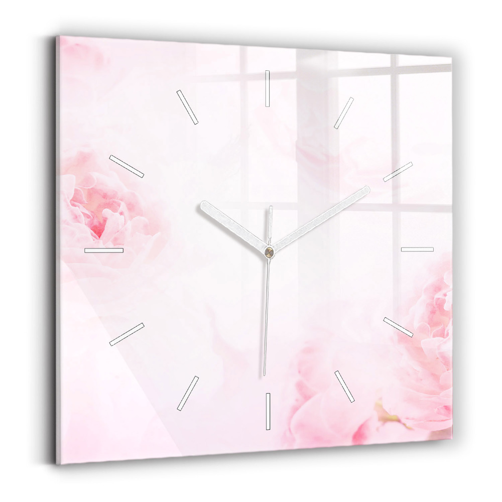 Ceas perete din sticlă pătrat Flori ce înfloresc