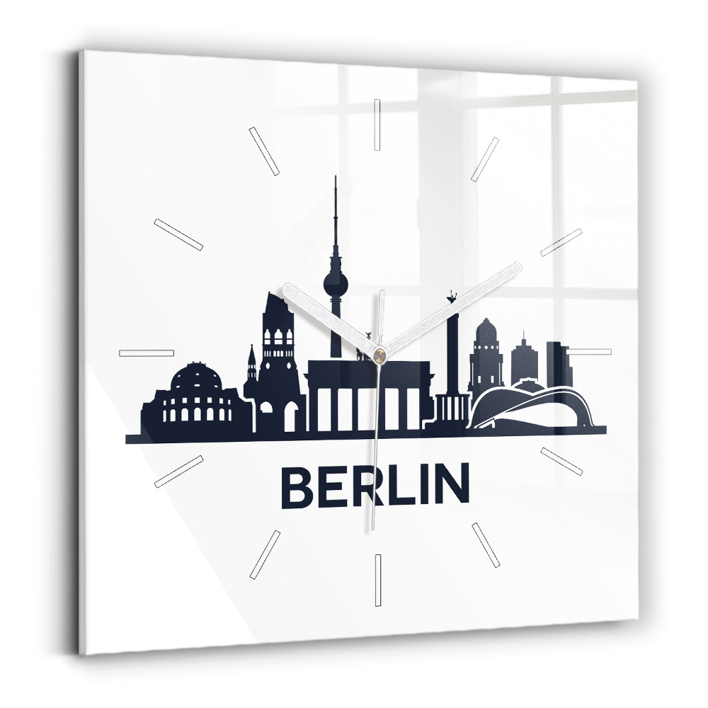 Ceas de sticlă pe perete pătrat Ilustrația orașului Berlin