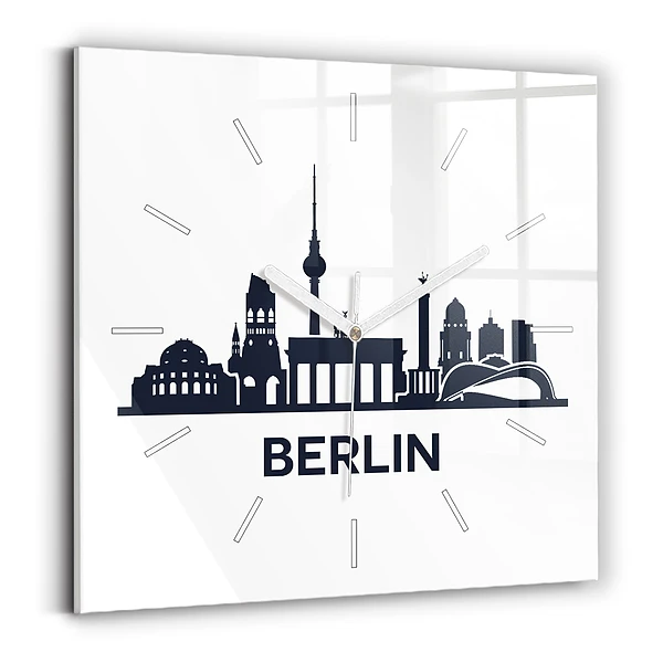 Ceas de sticlă pe perete pătrat Ilustrația orașului Berlin