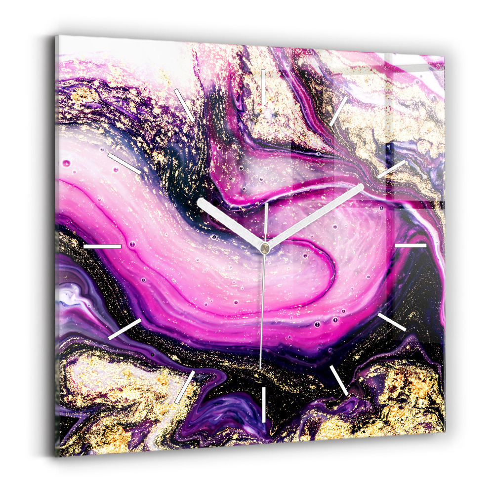 Ceas perete din sticlă pătrat Abstracția din marmură